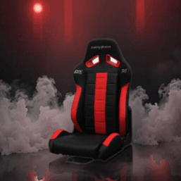 Dxracer cuero PU negro y rojo semibaquet
