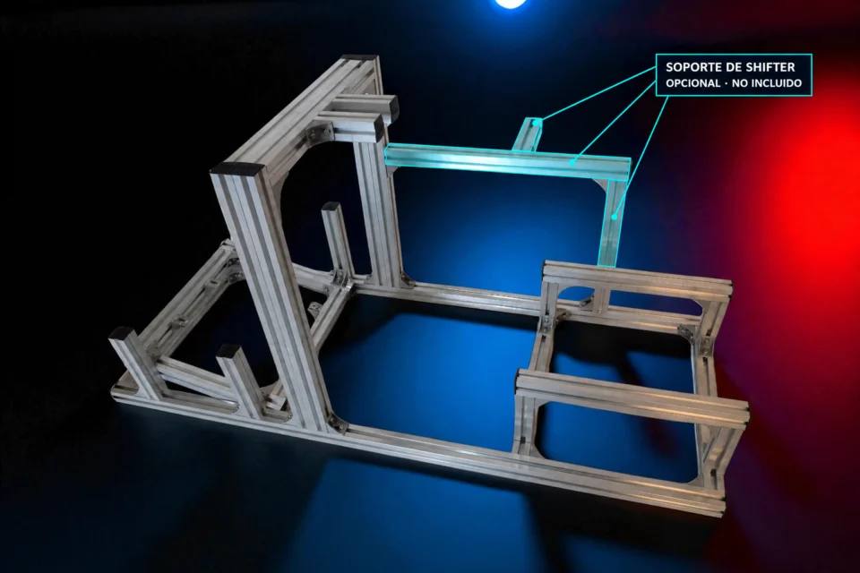 Cockpit GT de aluminio: tres barras del soporte de shifter señaladas, opcional y no incluido